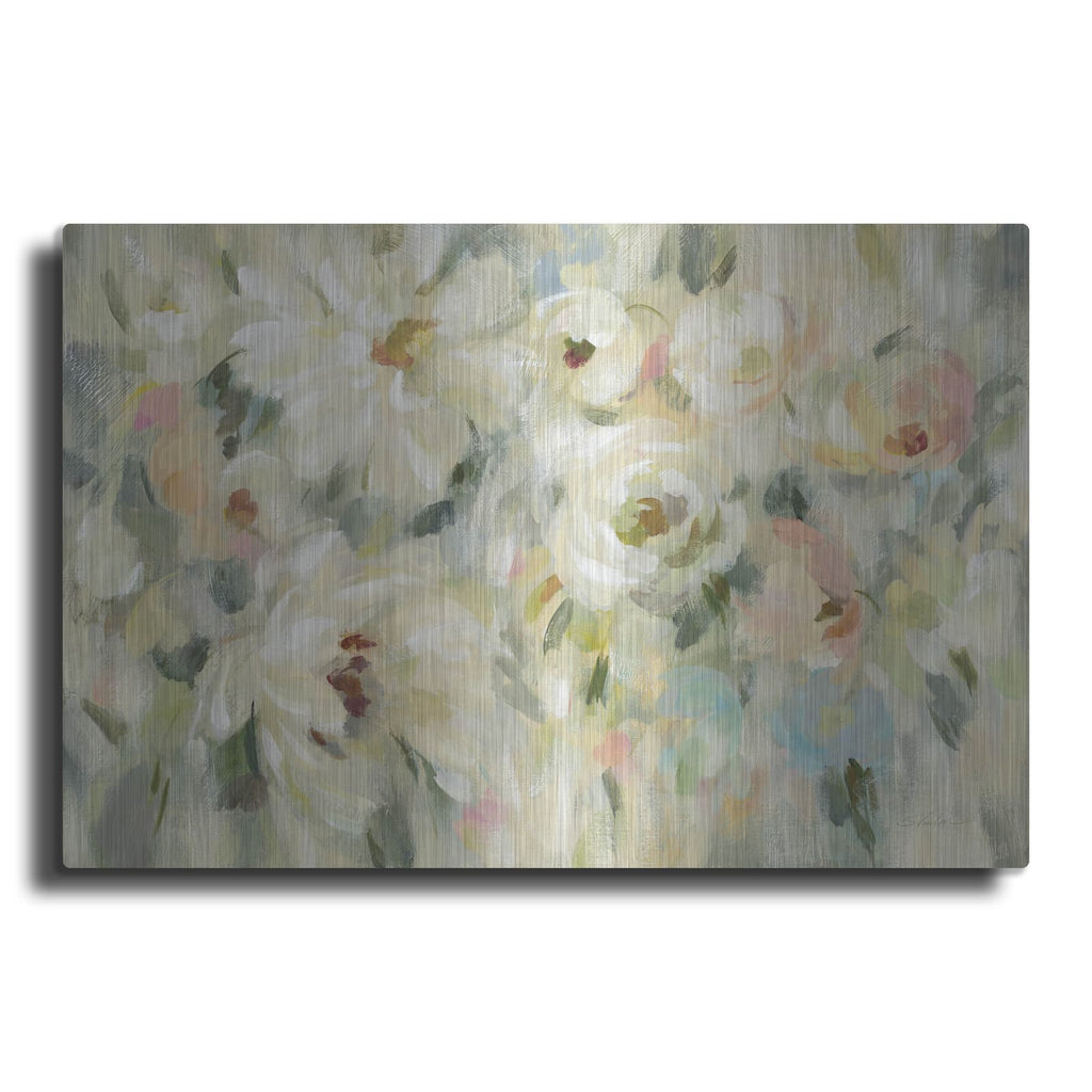 'Expressive Pale Floral' by Silvia Vassileva – Metal Wall Art