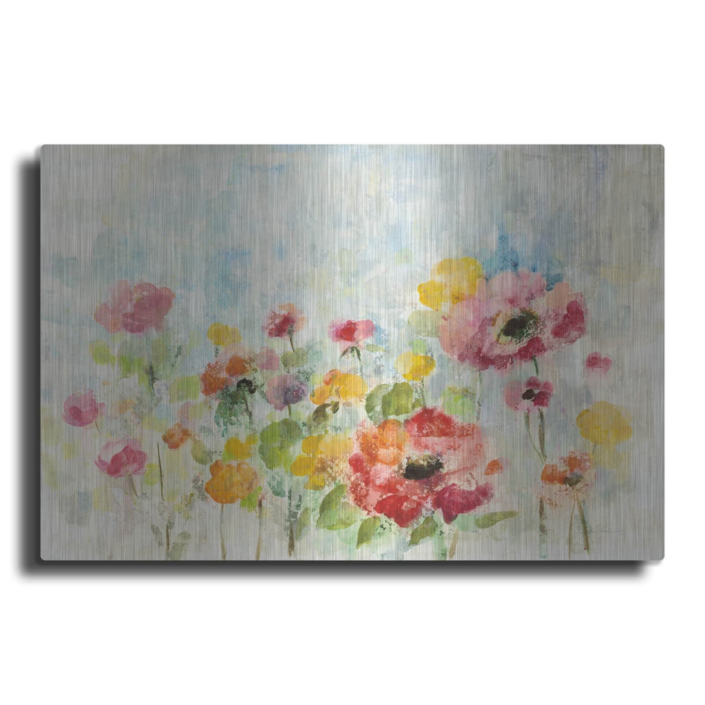 'Summer Rain Floral' by Silvia Vassileva – Metal Wall Art