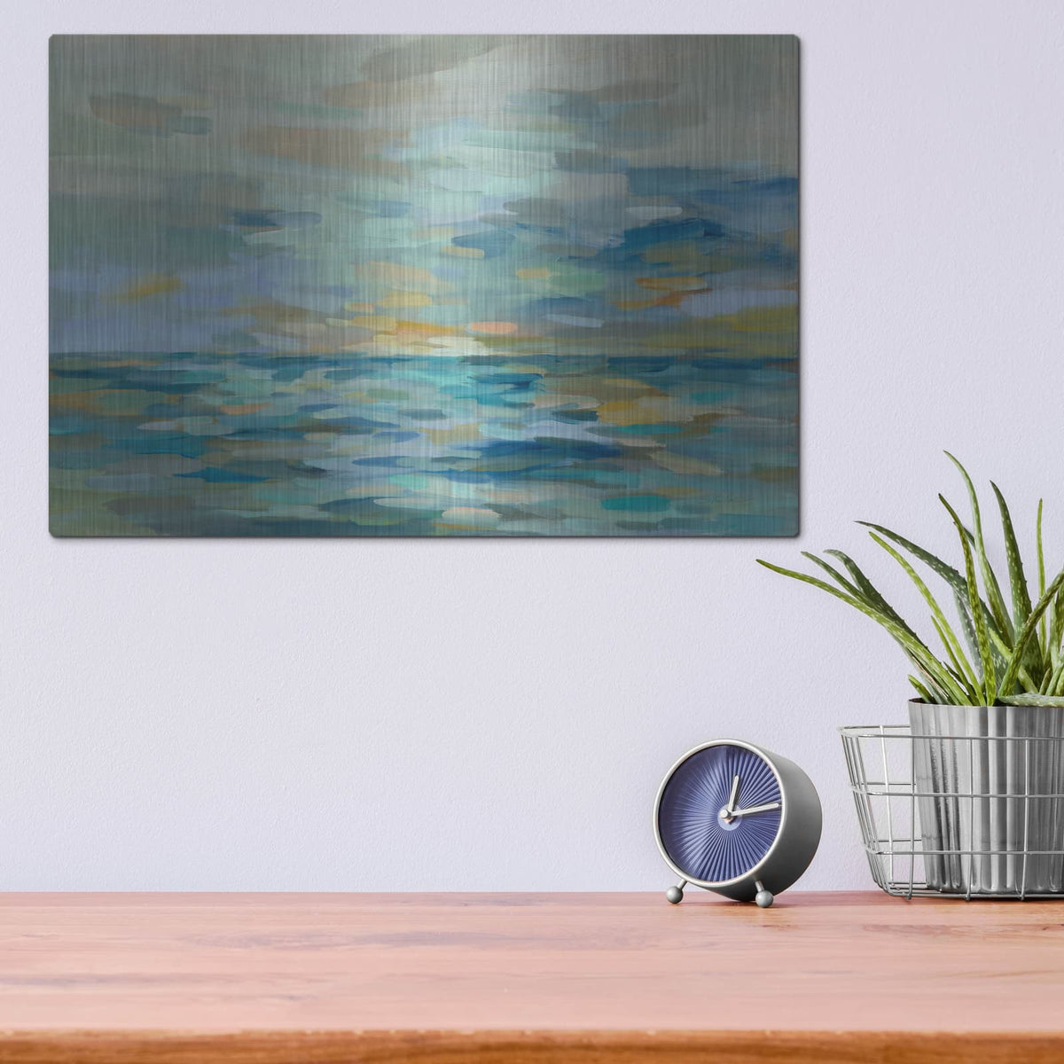 'Pastel Blue Sea' by Silvia Vassileva – Metal Wall Art, 16x12 room view
