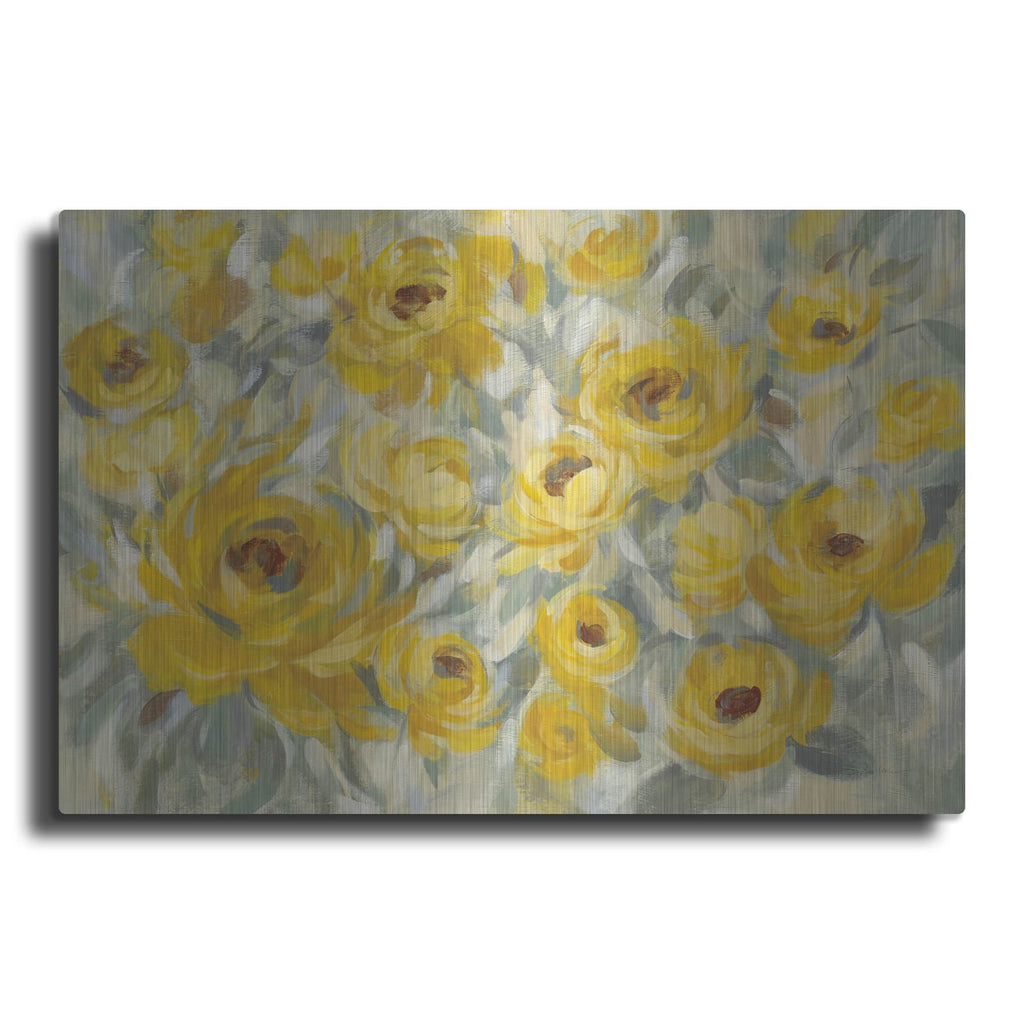 'Yellow Roses' by Silvia Vassileva – Metal Wall Art