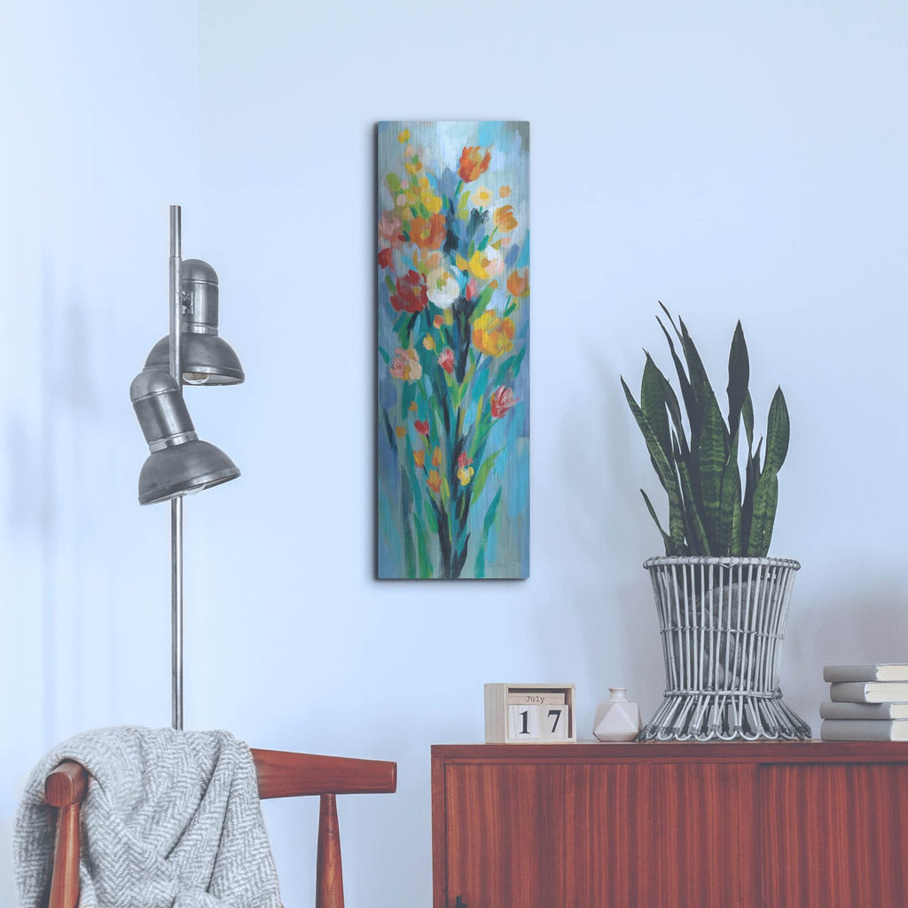 'Tall Bright Flowers II' by Silvia Vassileva – Metal Wall Art, 12x36 room view
