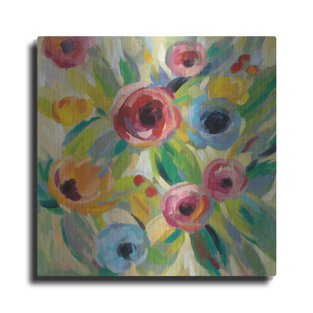 'Vivid Coral Floral II' by Silvia Vassileva – Metal Wall Art