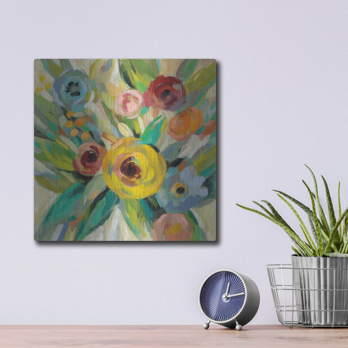 'Vivid Coral Floral III' by Silvia Vassileva – Metal Wall Art, 12x12 room view