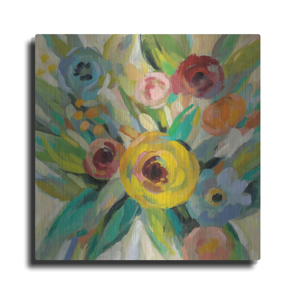 'Vivid Coral Floral III' by Silvia Vassileva – Metal Wall Art