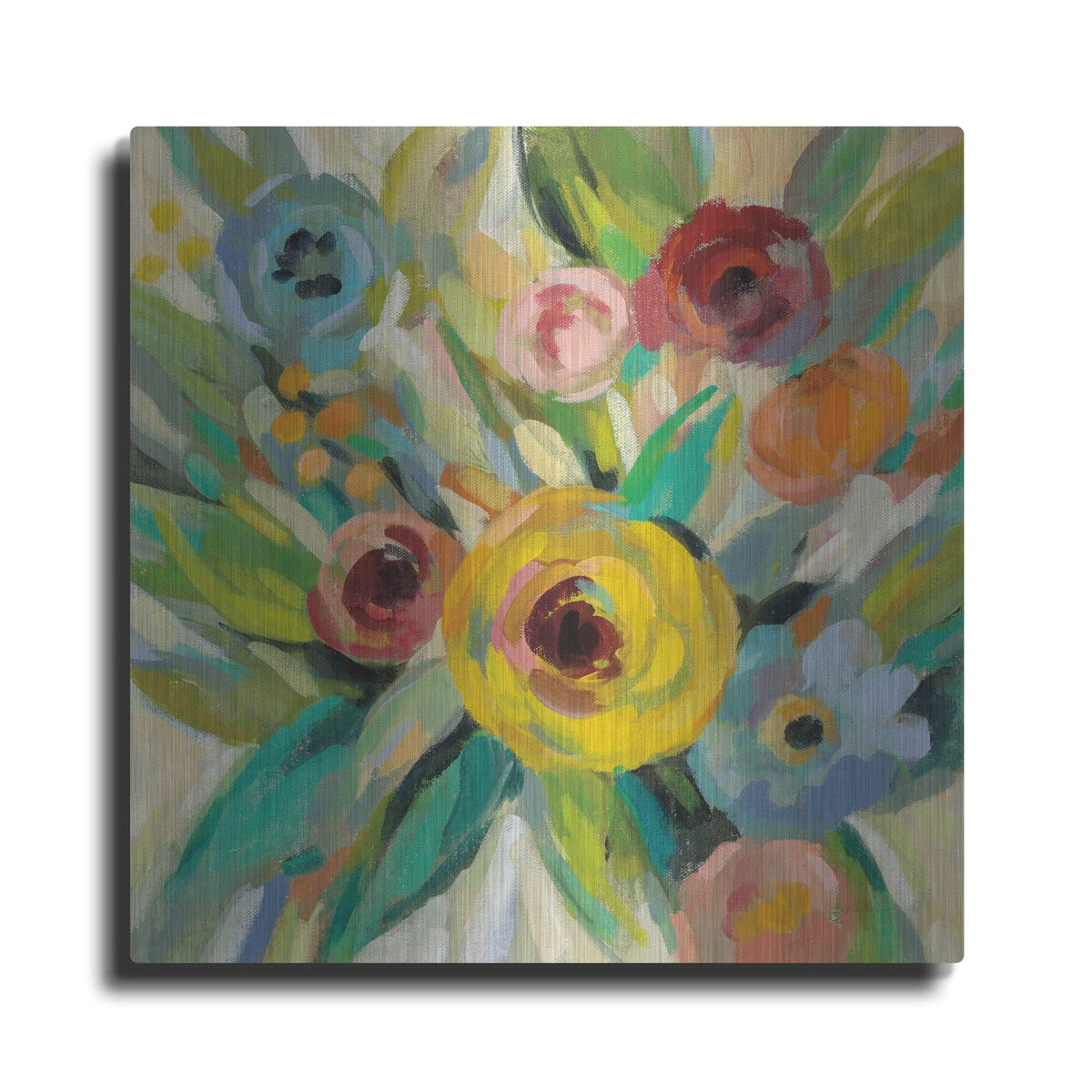 'Vivid Coral Floral III' by Silvia Vassileva – Metal Wall Art