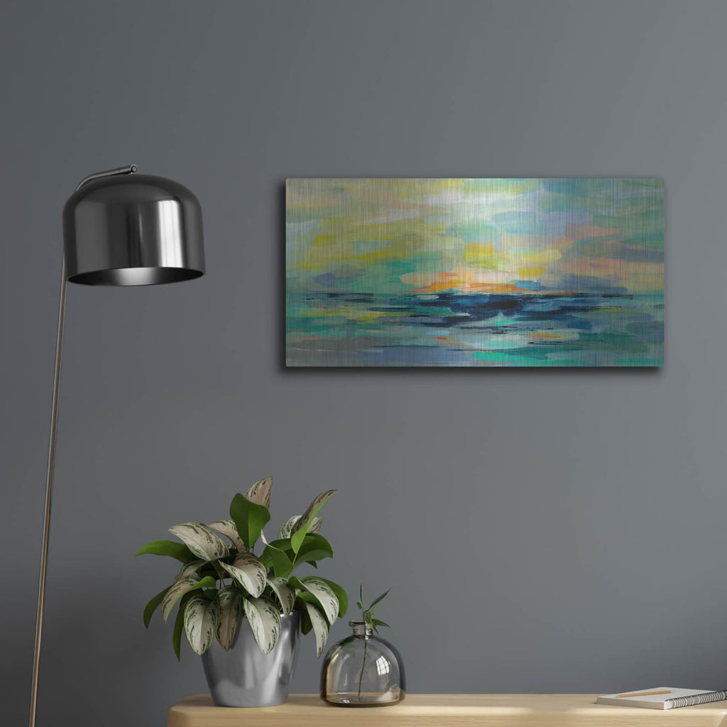 'Pacific Beach' by Silvia Vassileva – Metal Wall Art, 24x12 room view