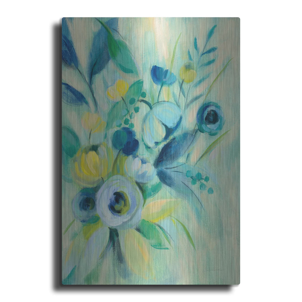 'Elegant Blue Floral I' by Silvia Vassileva – Metal Wall Art
