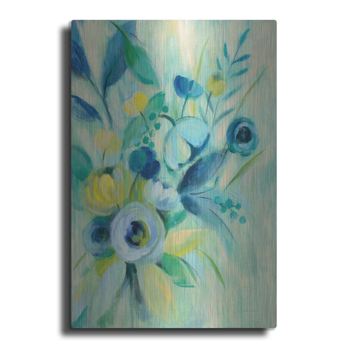'Elegant Blue Floral I' by Silvia Vassileva – Metal Wall Art