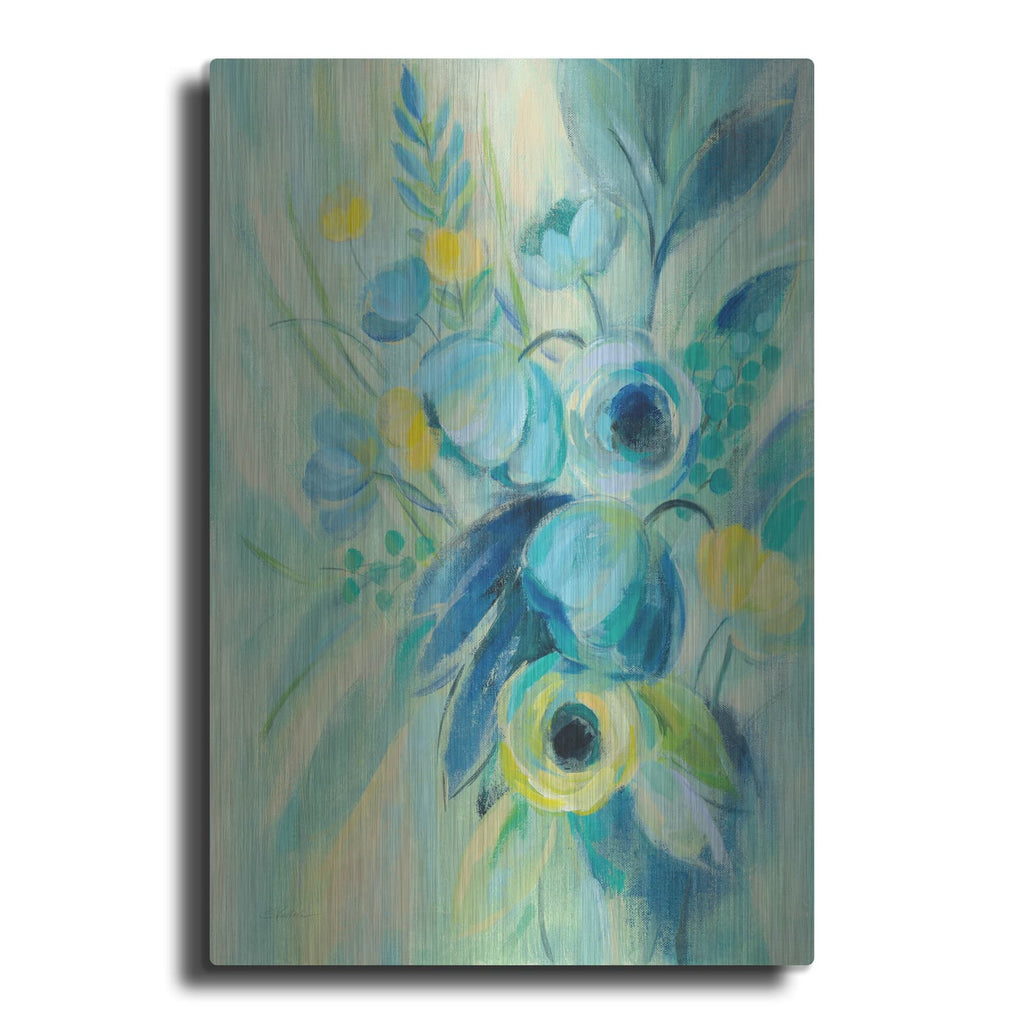 'Elegant Blue Floral II' by Silvia Vassileva – Metal Wall Art