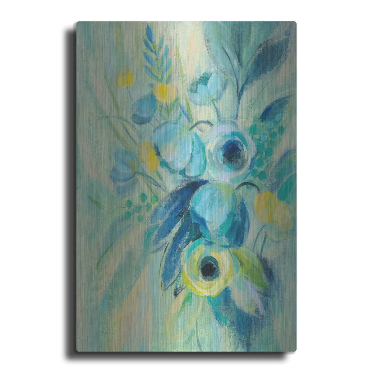 'Elegant Blue Floral II' by Silvia Vassileva – Metal Wall Art