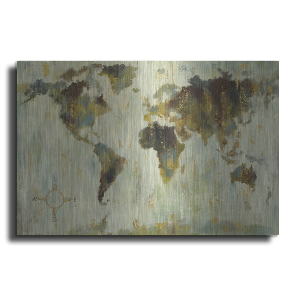 'Bronze World Map' by Silvia Vassileva – Metal Wall Art