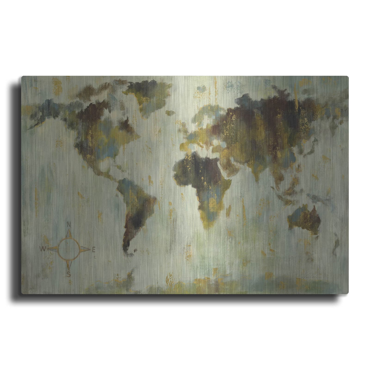 'Bronze World Map' by Silvia Vassileva – Metal Wall Art