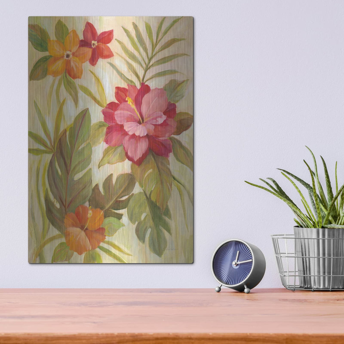 'Coral Tropical Floral II' by Silvia Vassileva – Metal Wall Art, 12x16 room view