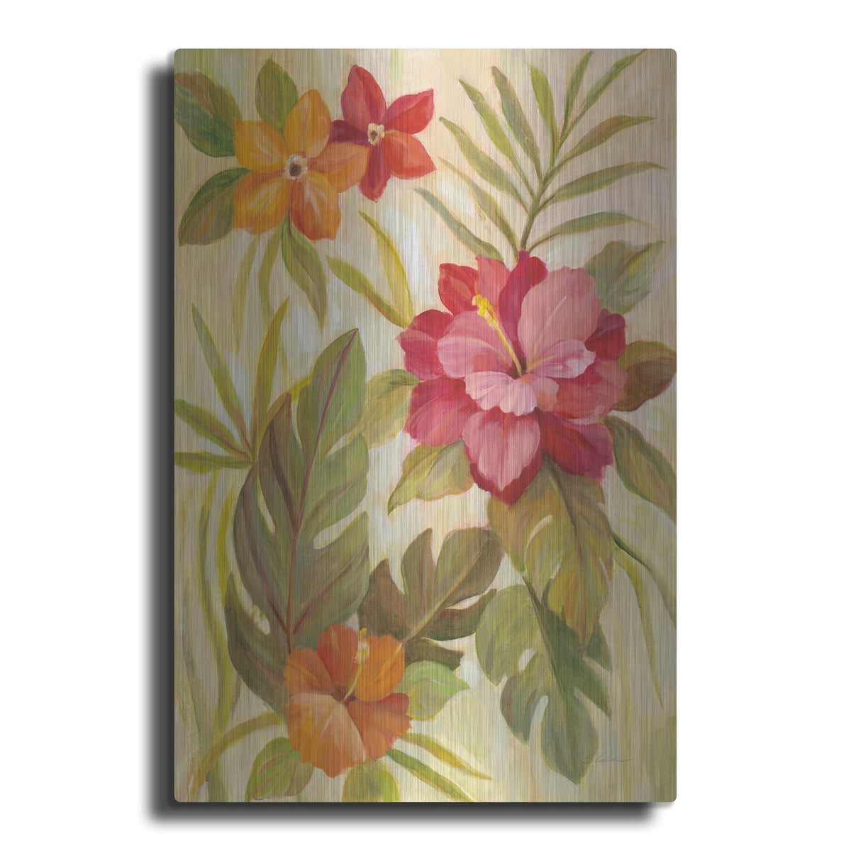 'Coral Tropical Floral II' by Silvia Vassileva – Metal Wall Art