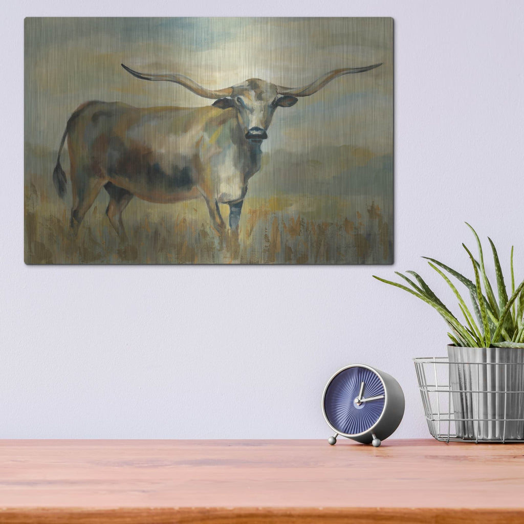 'Longhorn Cow' by Silvia Vassileva – Metal Wall Art, 16x12 room view