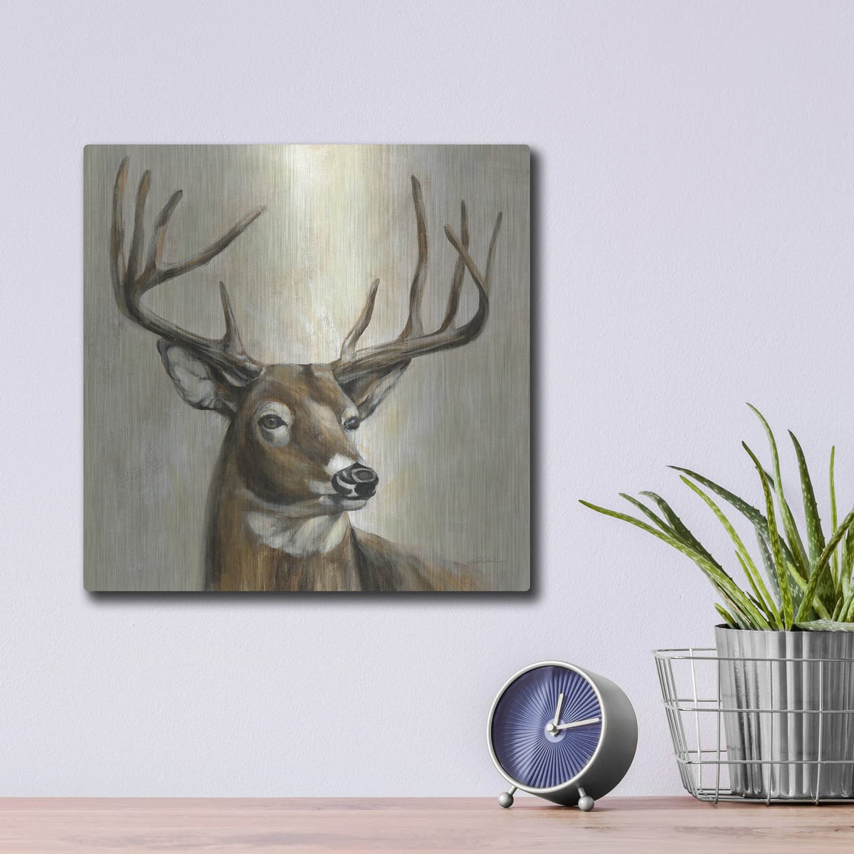 'Bronze Deer' by Silvia Vassileva – Metal Wall Art, 12x12 room view