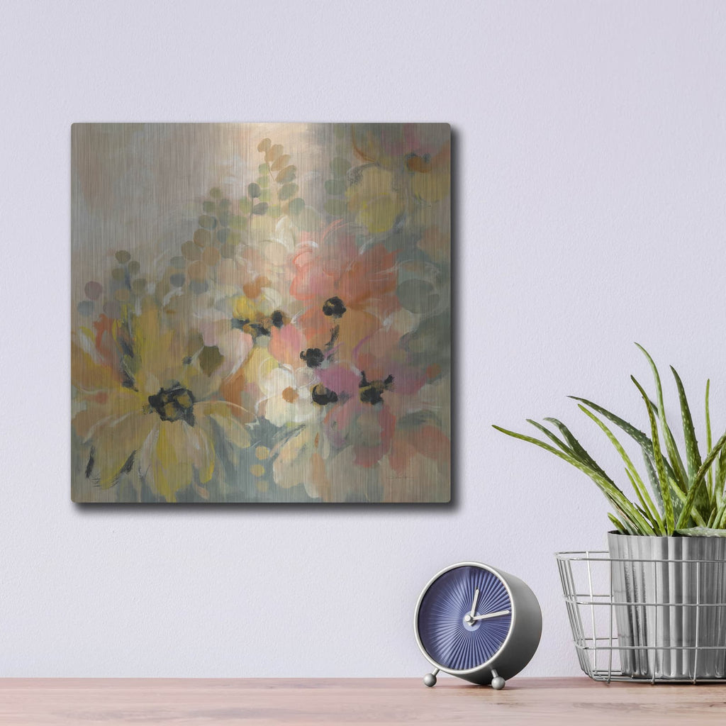 'June Flower Bed' by Silvia Vassileva – Metal Wall Art, 12x12 room view