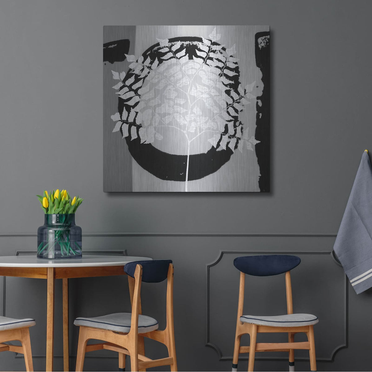 'Chalk Leaf 1' by Karen Smith – Metal Wall Art, 36x36 room view