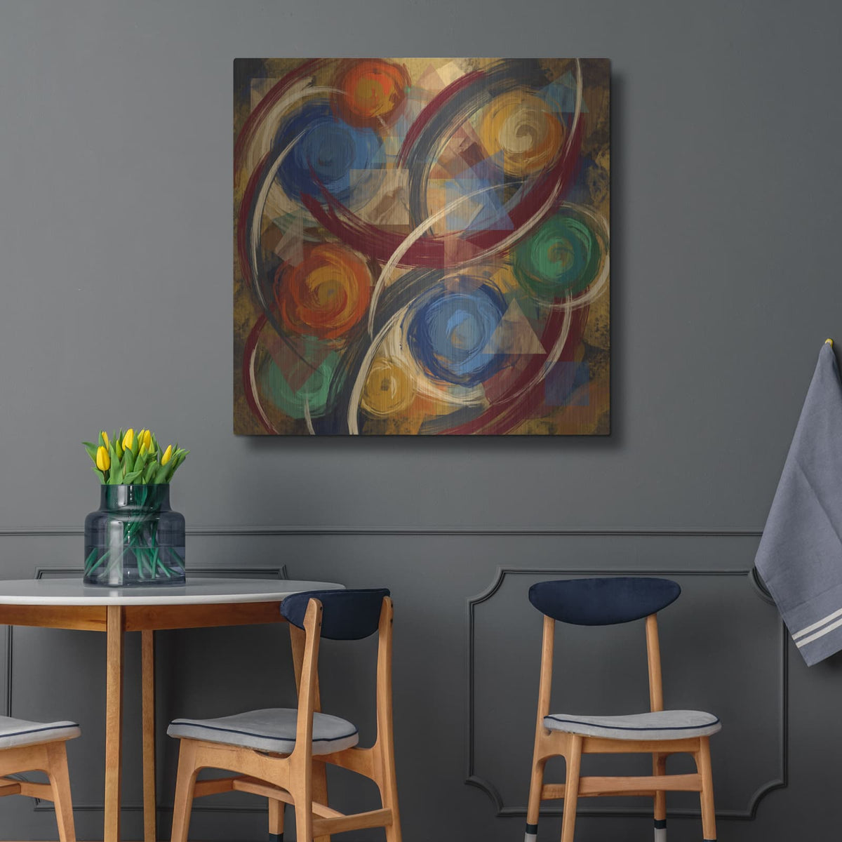 'Abstract Balanced Chaos II' by Veve – Metal Wall Art, 36x36 room view