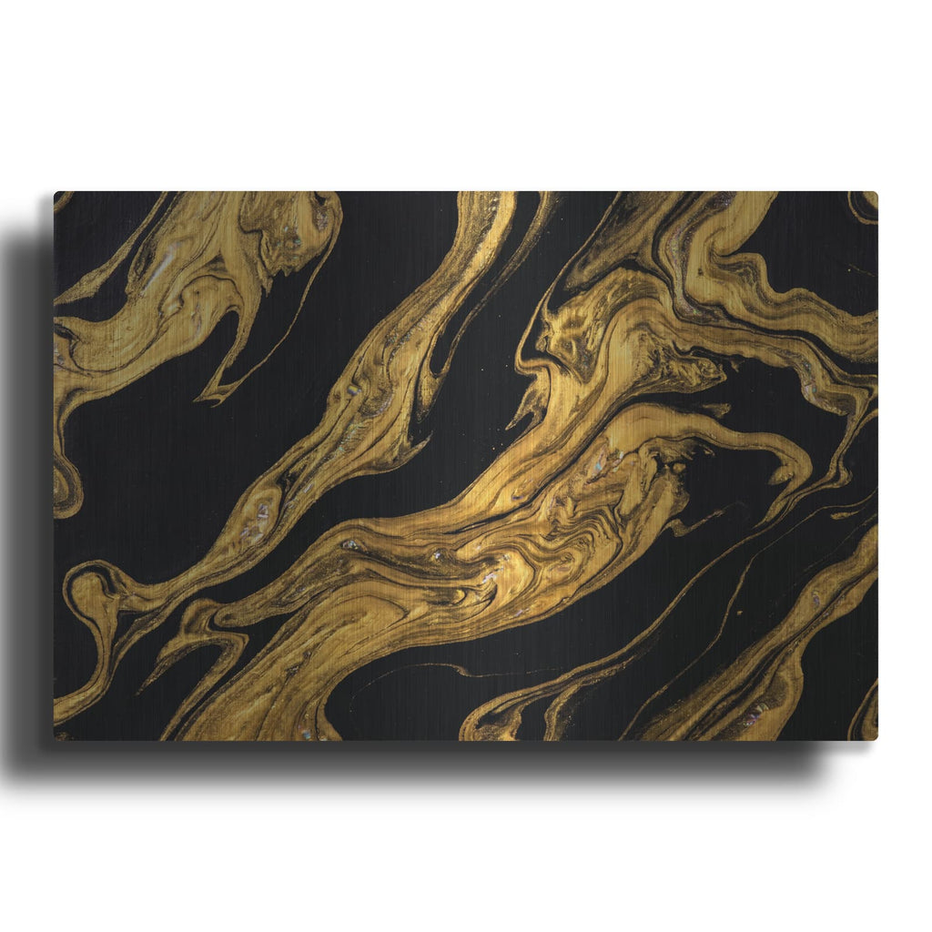 'Abstract Black Gold Luxury Jet' by Veve – Metal Wall Art