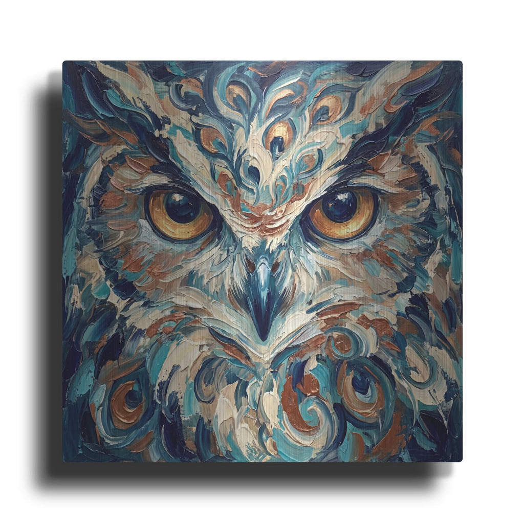'Abstract Blue Owl' by Veve – Metal Wall Art