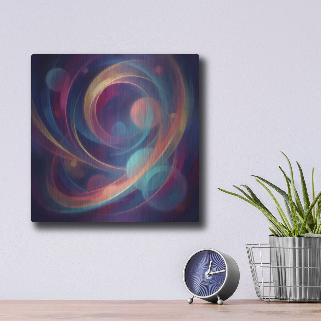 'Abstract Cosmic Orbits I' by Veve – Metal Wall Art, 12x12 room view
