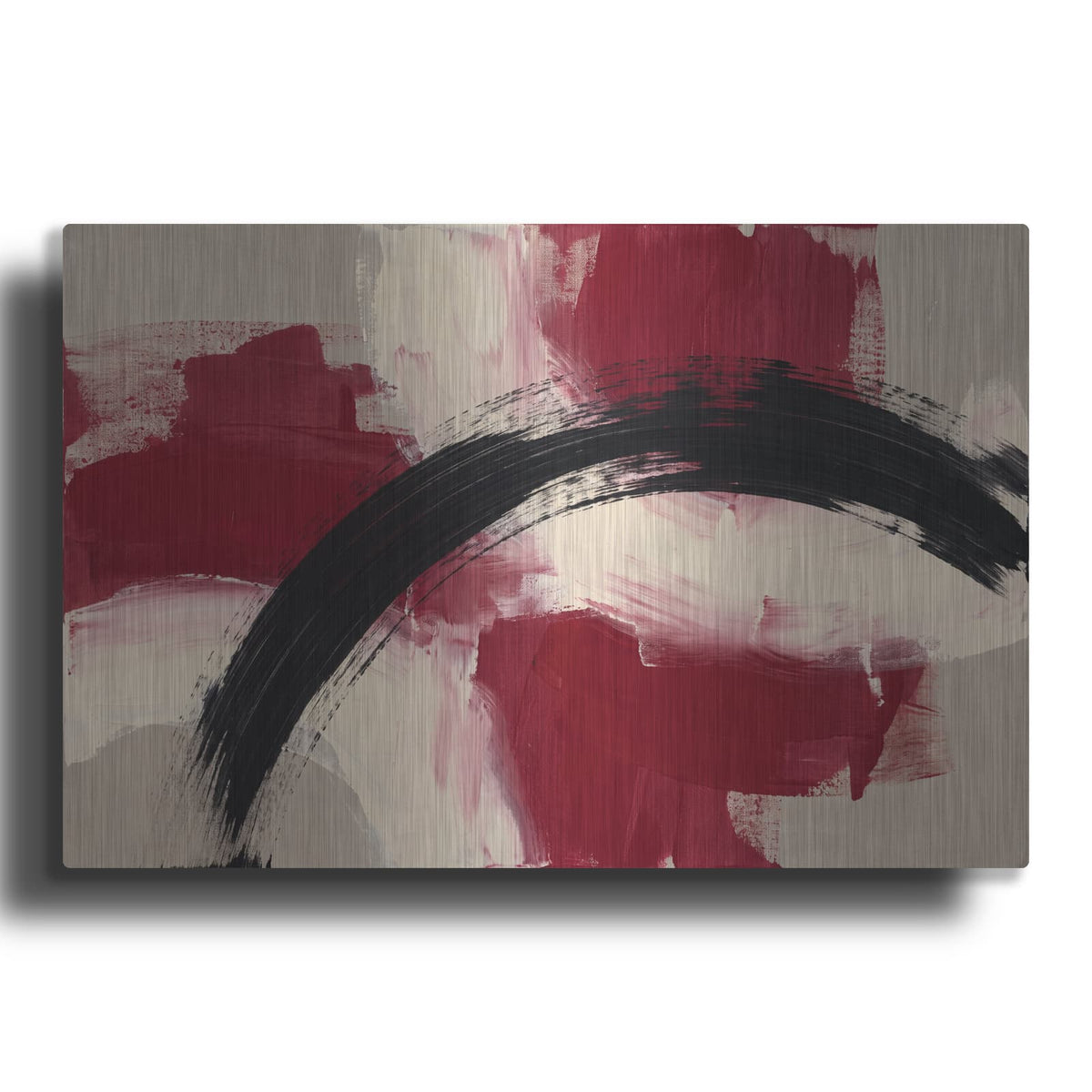 'Abstract Crimson Arc' by Veve – Metal Wall Art