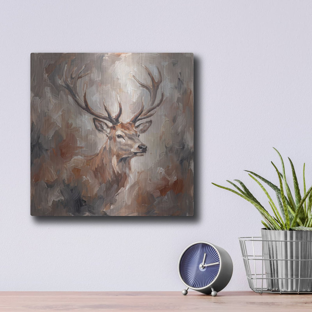 'Abstract Deer' by Veve – Metal Wall Art, 12x12 room view