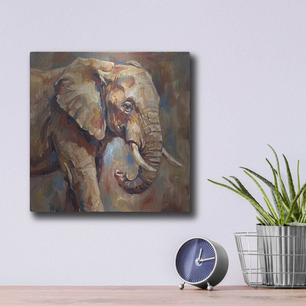 'Abstract Elephant' by Veve – Metal Wall Art, 12x12 room view