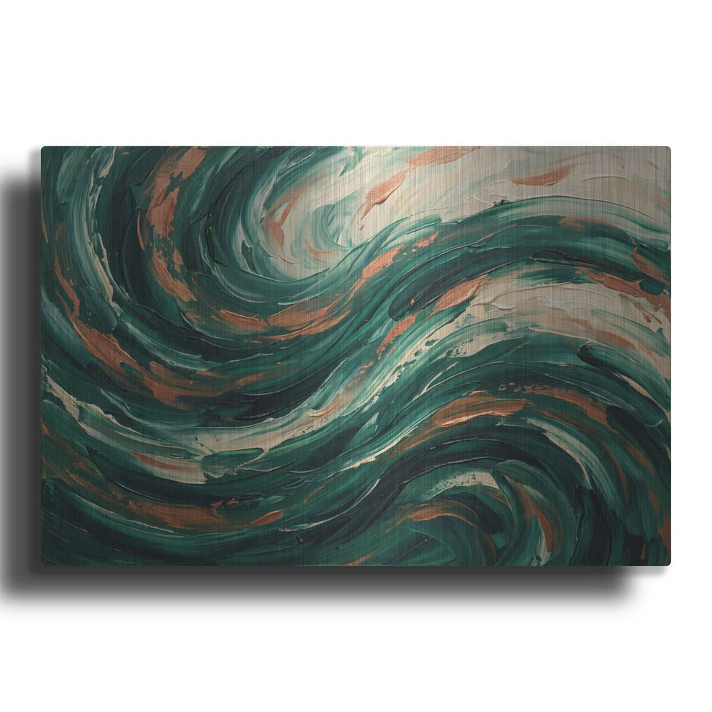 'Abstract Emerald Wave' by Veve – Metal Wall Art