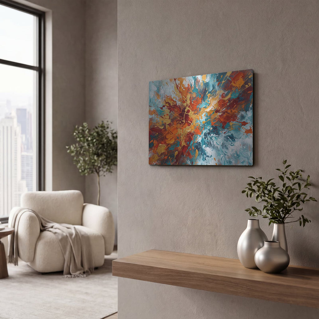 'Abstract Fire and Ice' by Veve – Metal Wall Art, 16x12 room view