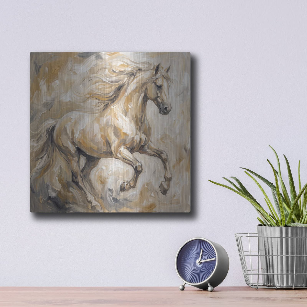 'Abstract Horse I' by Veve – Metal Wall Art, 12x12 room view
