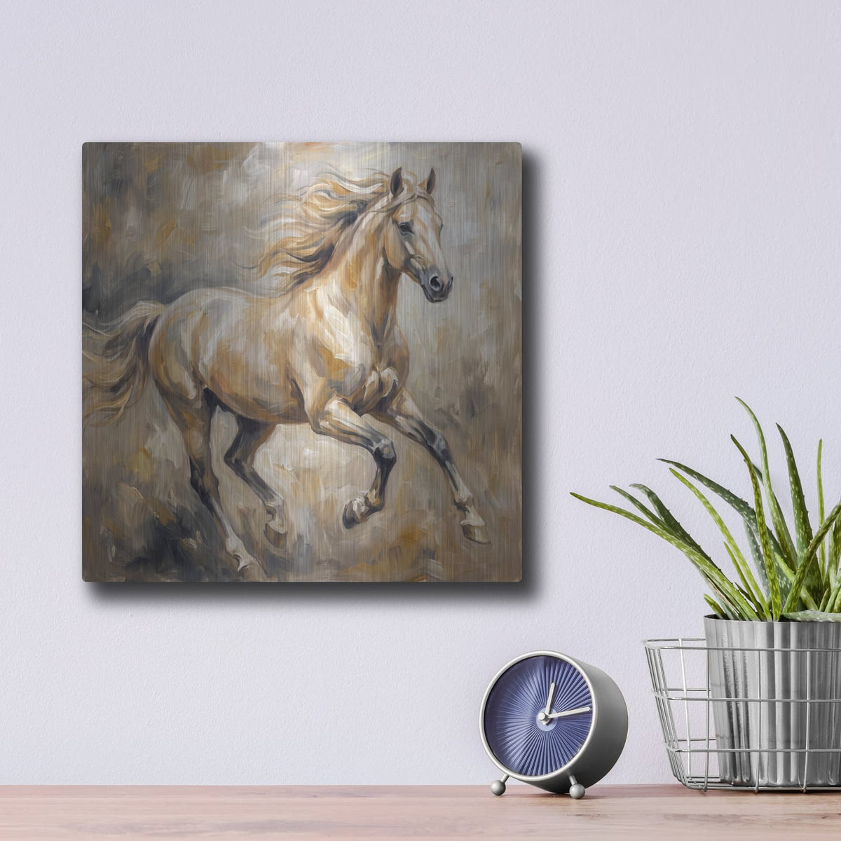 'Abstract Horse II' by Veve – Metal Wall Art, 12x12 room view