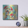 'Abstract Joyful Dog I' by Veve – Metal Wall Art, 12x12 room view