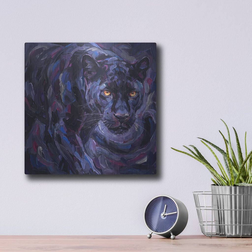 'Abstract Midnight Panther II' by Veve – Metal Wall Art, 12x12 room view