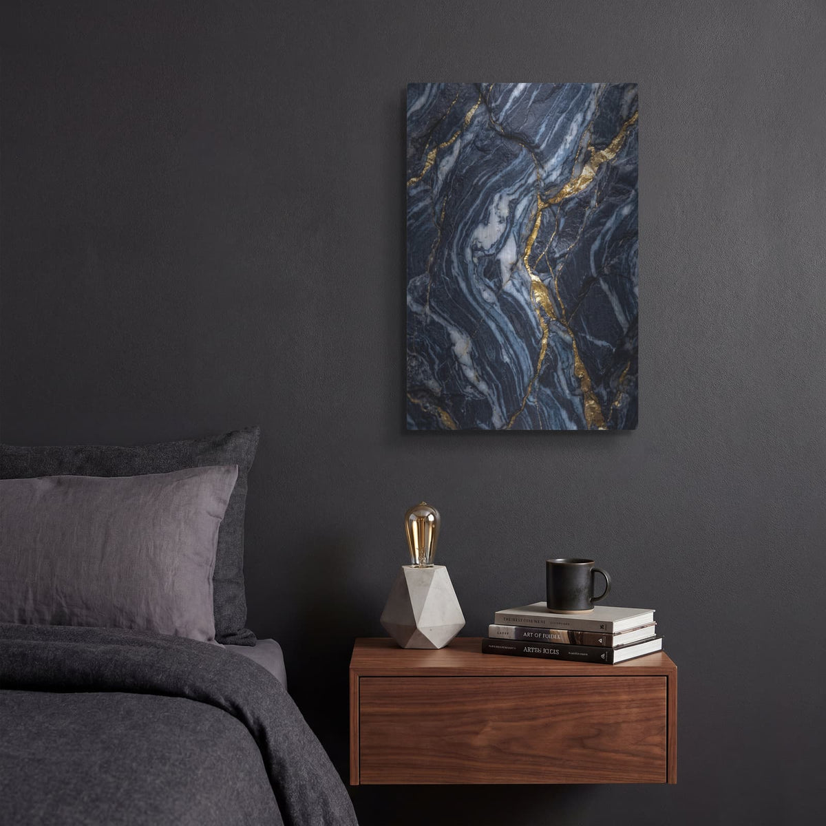 'Abstract Midnight' by Veve – Metal Wall Art, 12x16 room view