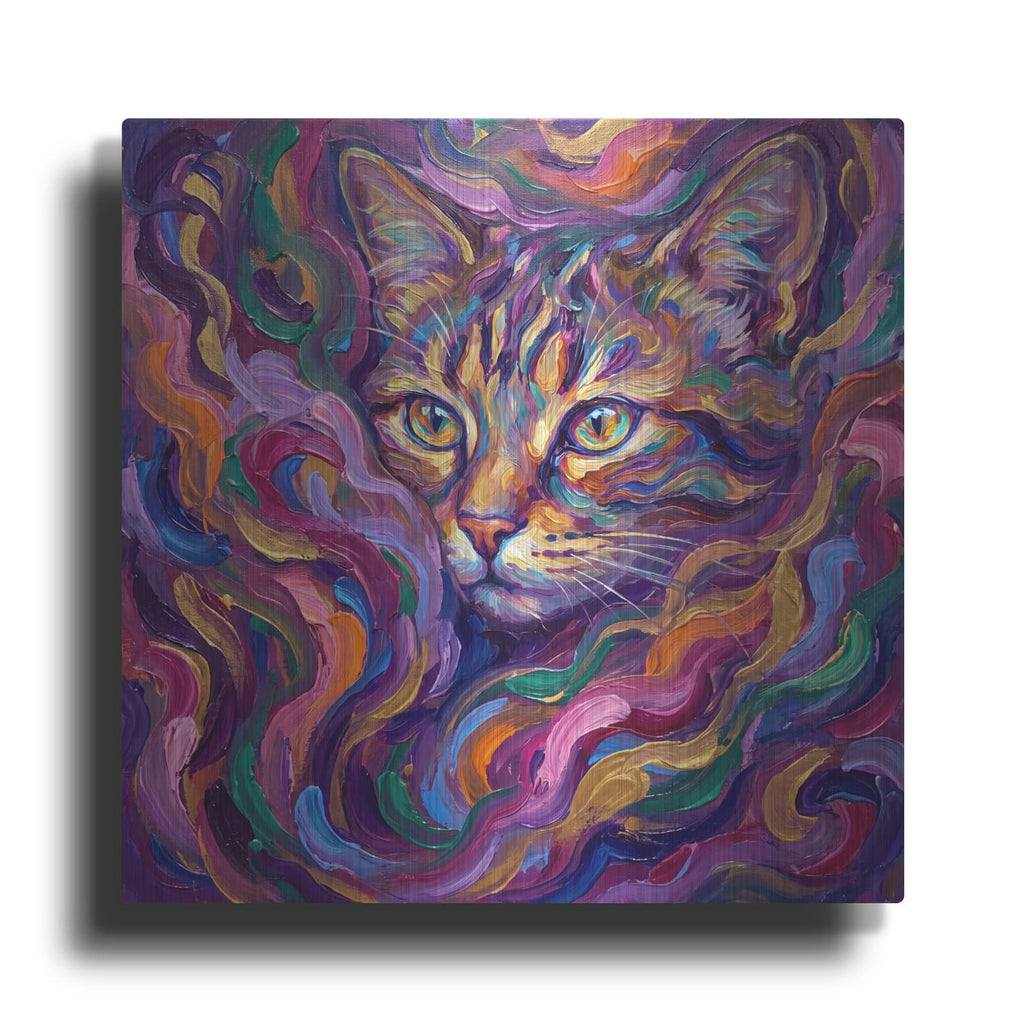 'Abstract Neon Cat I' by Veve – Metal Wall Art