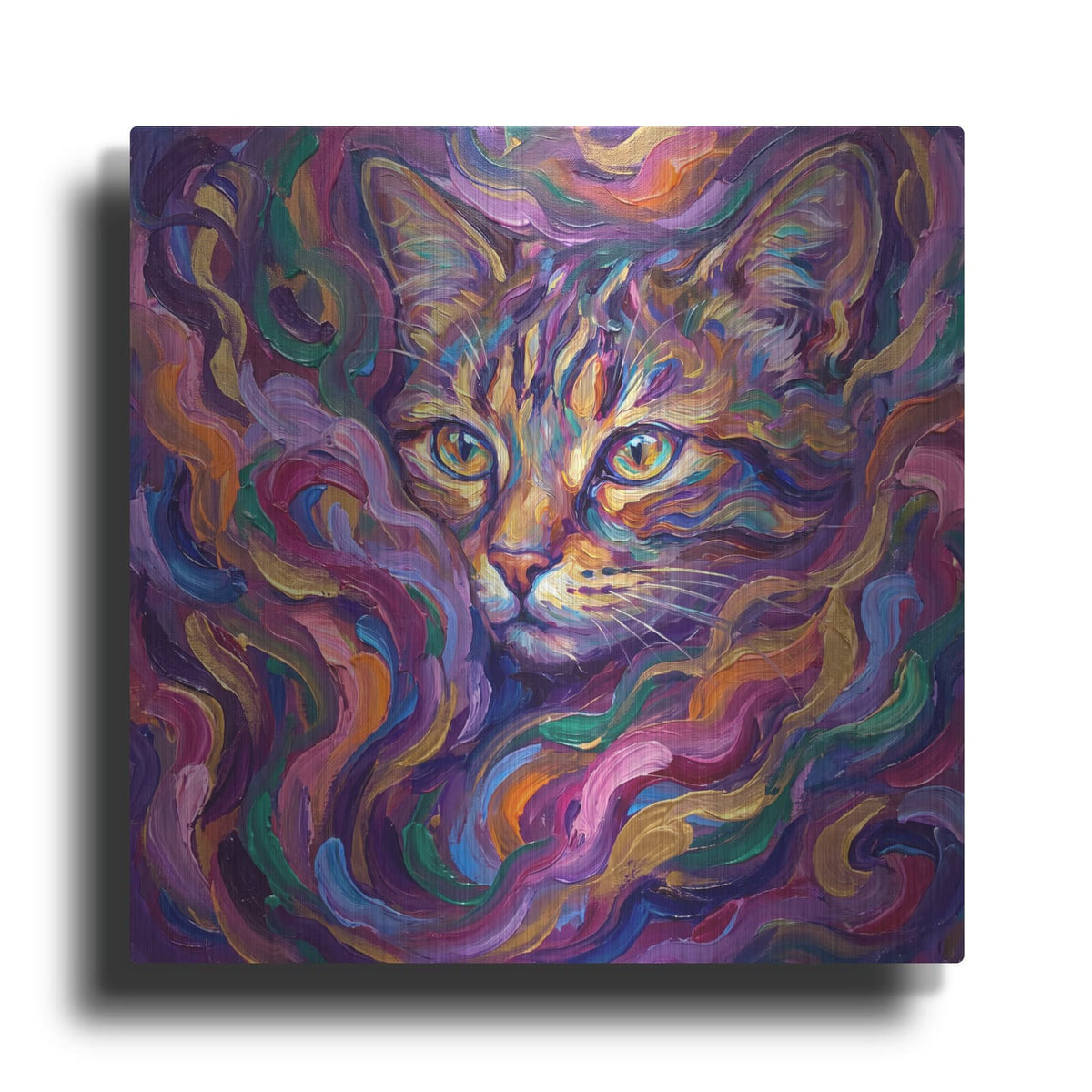 'Abstract Neon Cat I' by Veve – Metal Wall Art