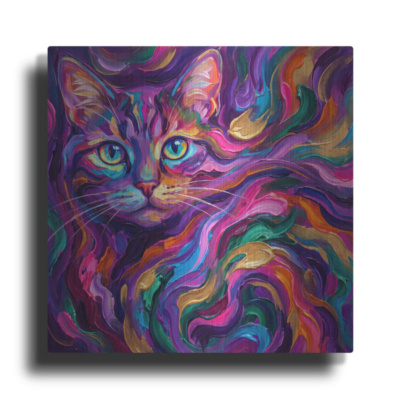 'Abstract Neon Cat II' by Veve – Metal Wall Art