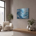 'Abstract Ocean Blue' by Veve – Metal Wall Art, 16x12 room view