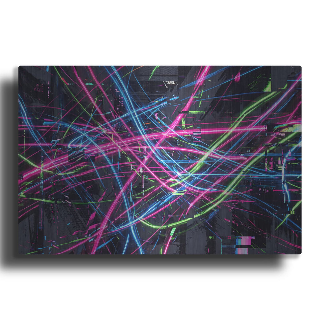 'Abstract Painting Neon Glitch' by Veve – Metal Wall Art
