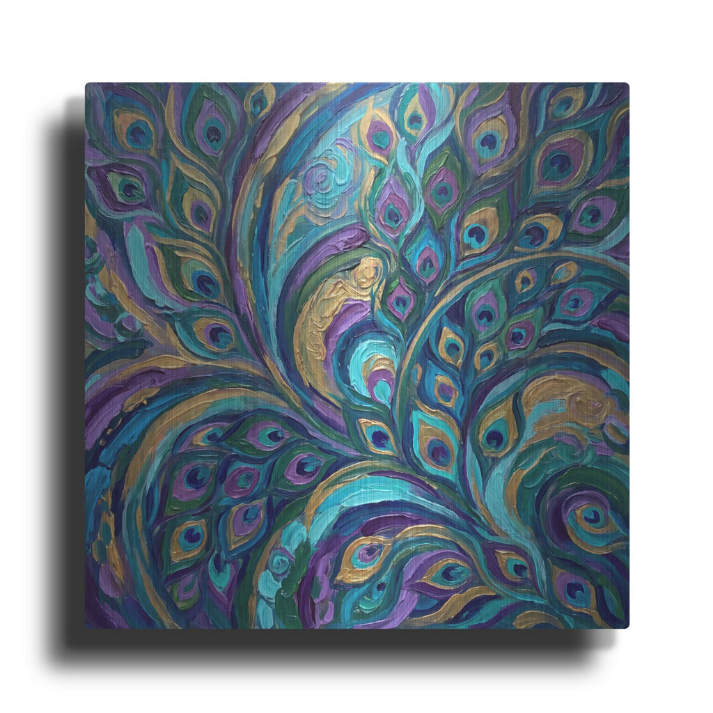 'Abstract Peacock Radiance I' by Veve – Metal Wall Art