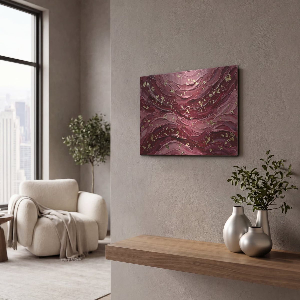 'Abstract Romantic Luxury' by Veve – Metal Wall Art, 16x12 room view