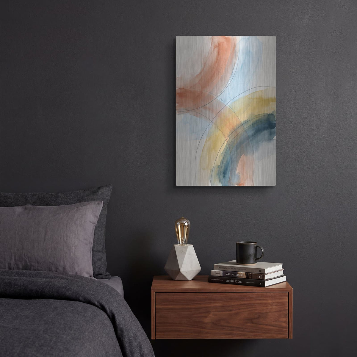 'Abstract Soft Tide' by Veve – Metal Wall Art, 12x16 room view