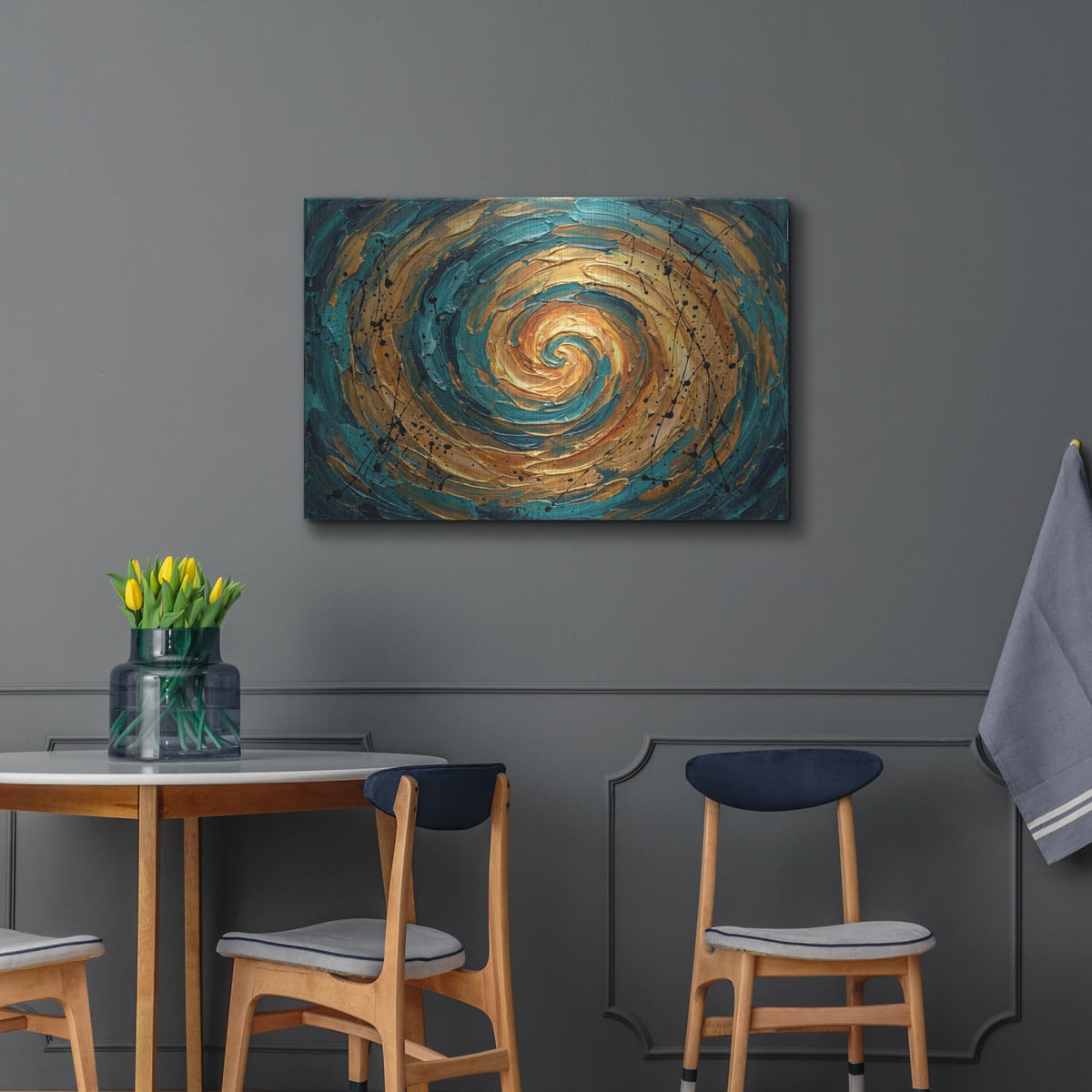 'Abstract Spiral' by Veve – Metal Wall Art, 36x24 room view