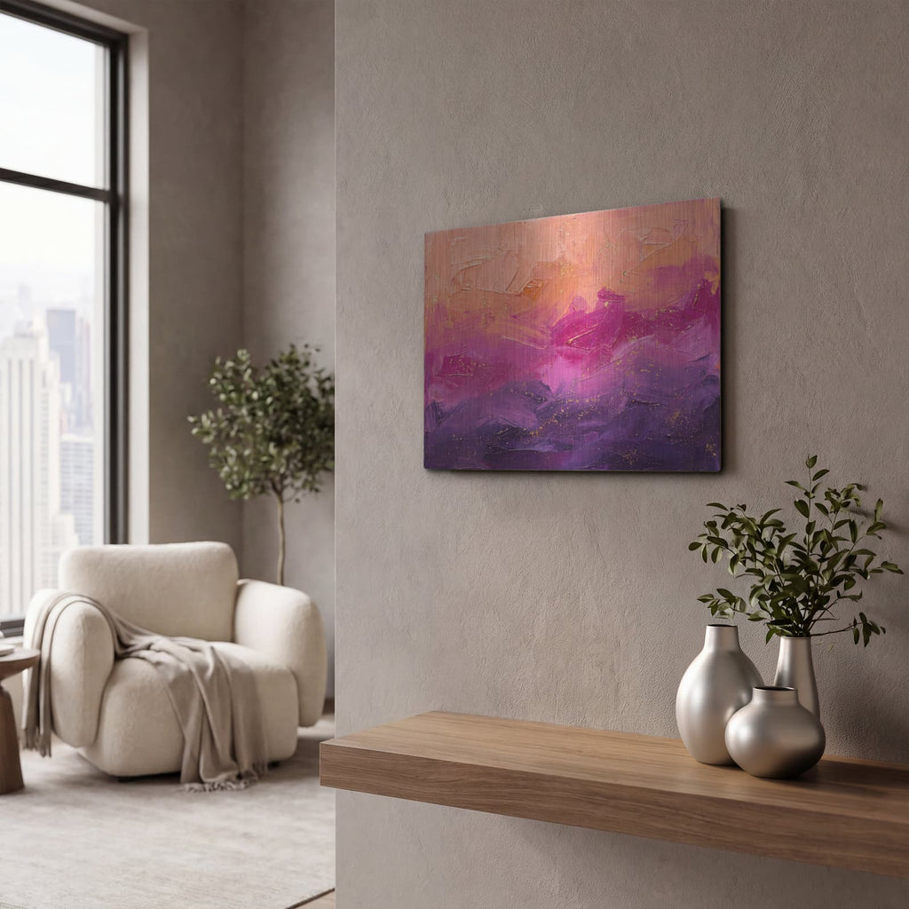 'Abstract Sunset I' by Veve – Metal Wall Art, 16x12 room view