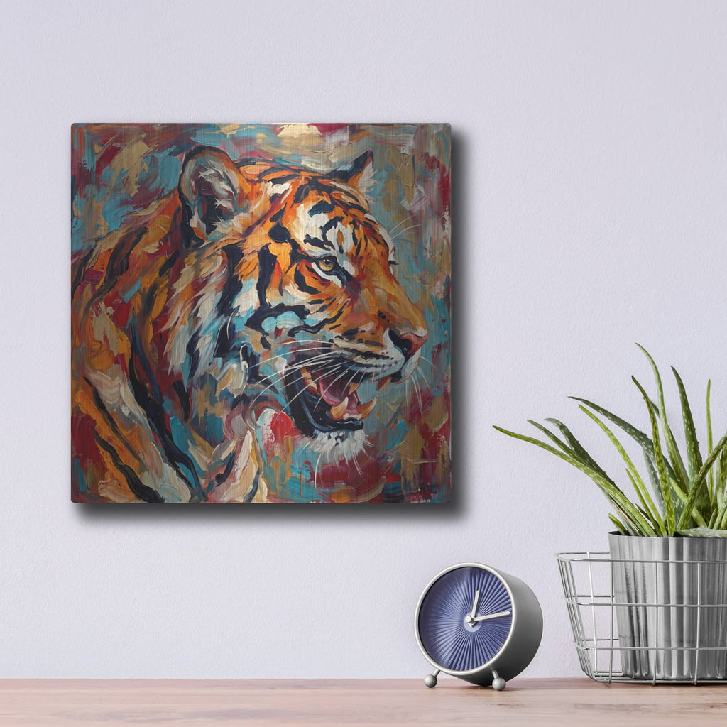 'Abstract Tiger II' by Veve – Metal Wall Art, 12x12 room view