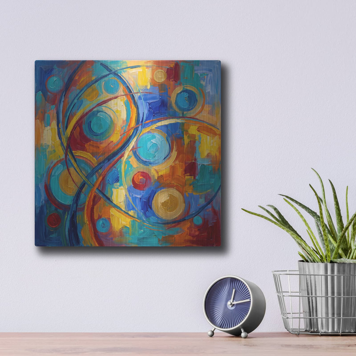 'Abstract Vibrant Rhythm II' by Veve – Metal Wall Art, 12x12 room view