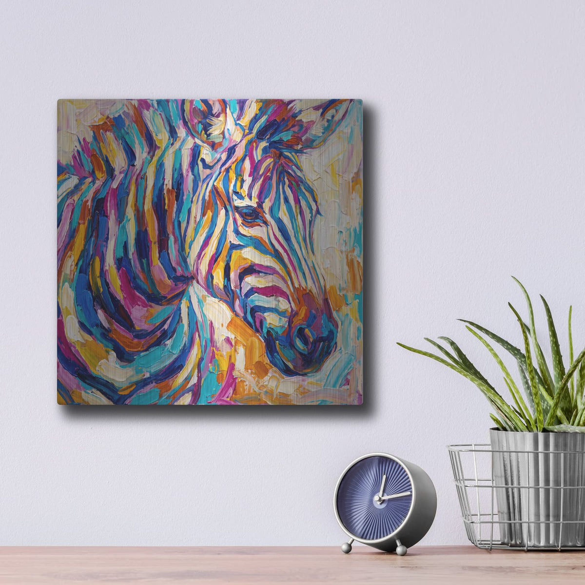 'Abstract Zebra II' by Veve – Metal Wall Art, 12x12 room view