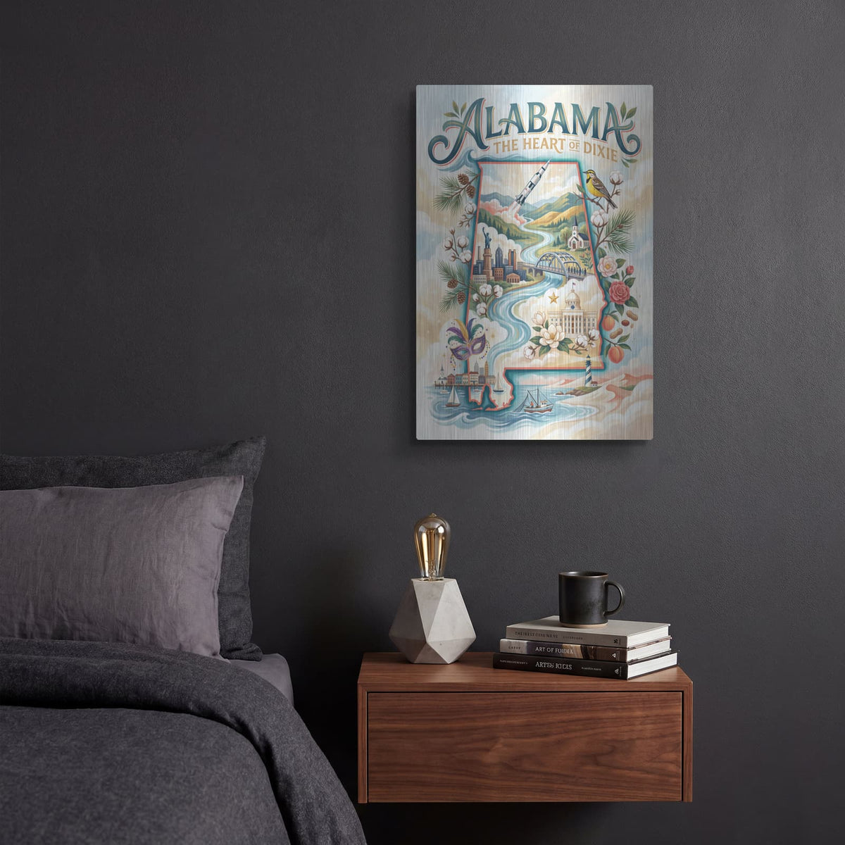 'Alabama The Hart of Dixie' by Veve – Metal Wall Art, 12x16 room view